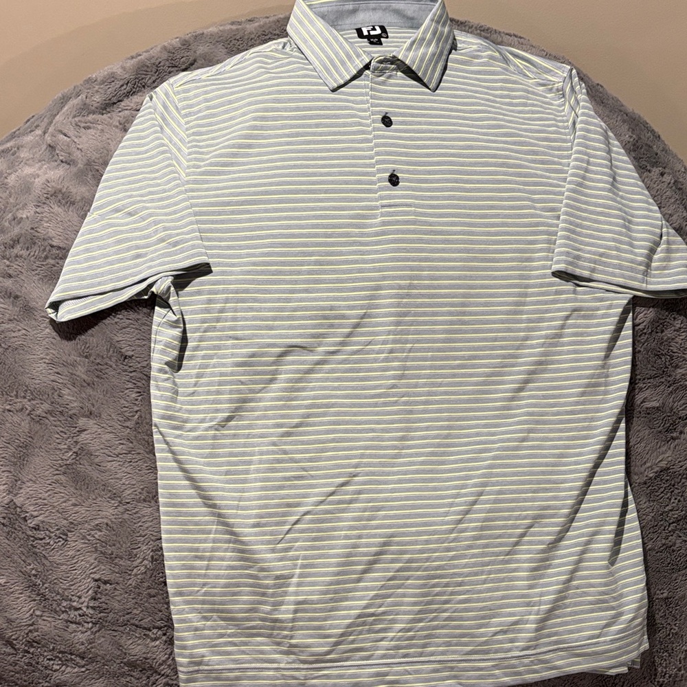 FootJoy Men's Polo Shirt - Light Gray Stripes
